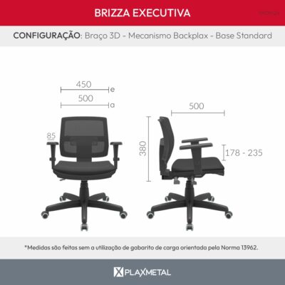 Cadeira Brizza Executiva Plaxmetal Base Standard